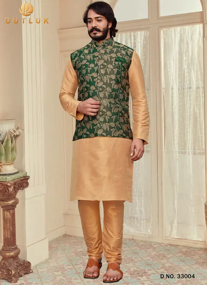 Outluk Vol 33 Festive Wear Wholesale Kurta Pajama With Jacket Mens Collection